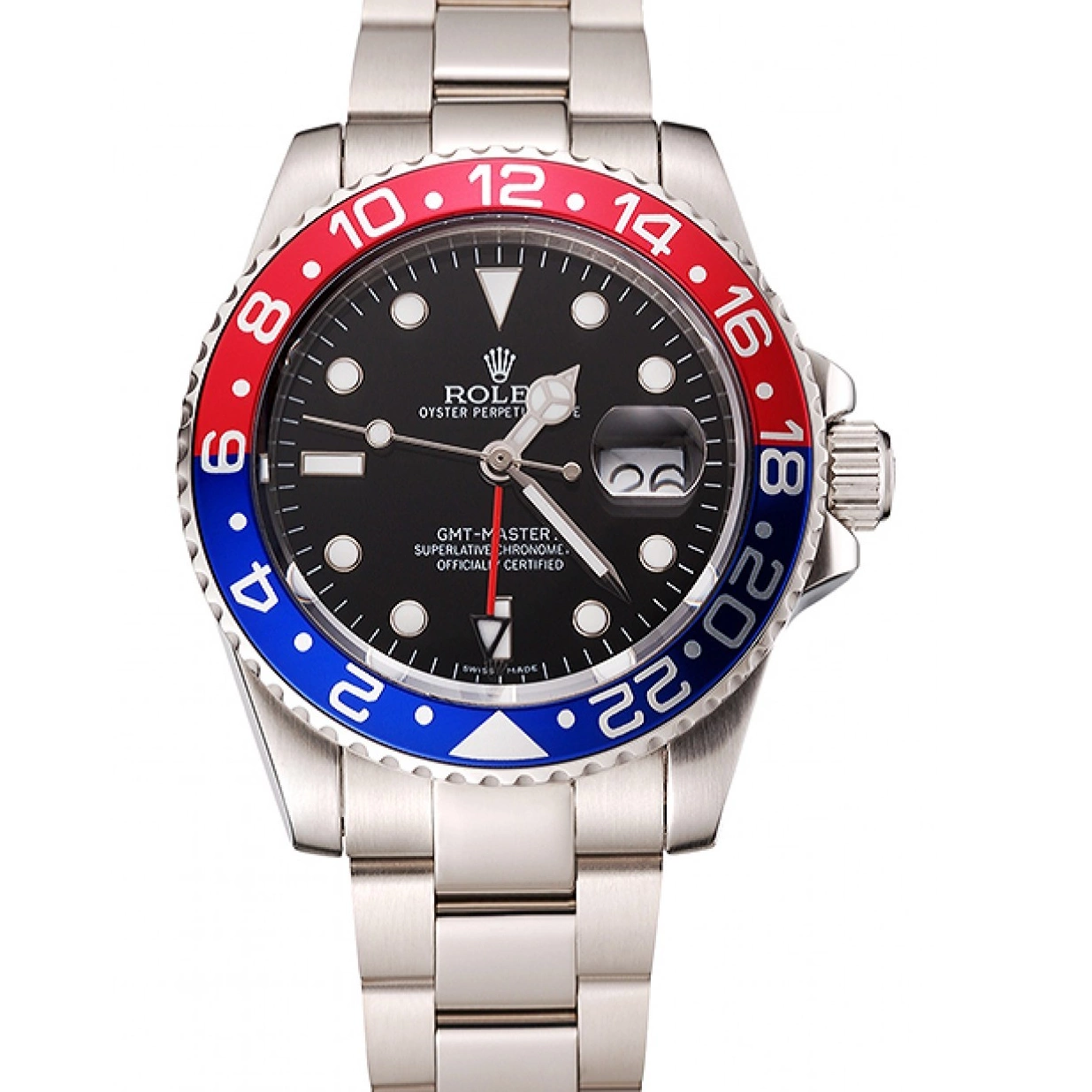 Aaa replica And Bracelet Case Pepsi Black Rolex Swiss 1453751 Steel Bezel Stainless GMT Master Dial II 0220