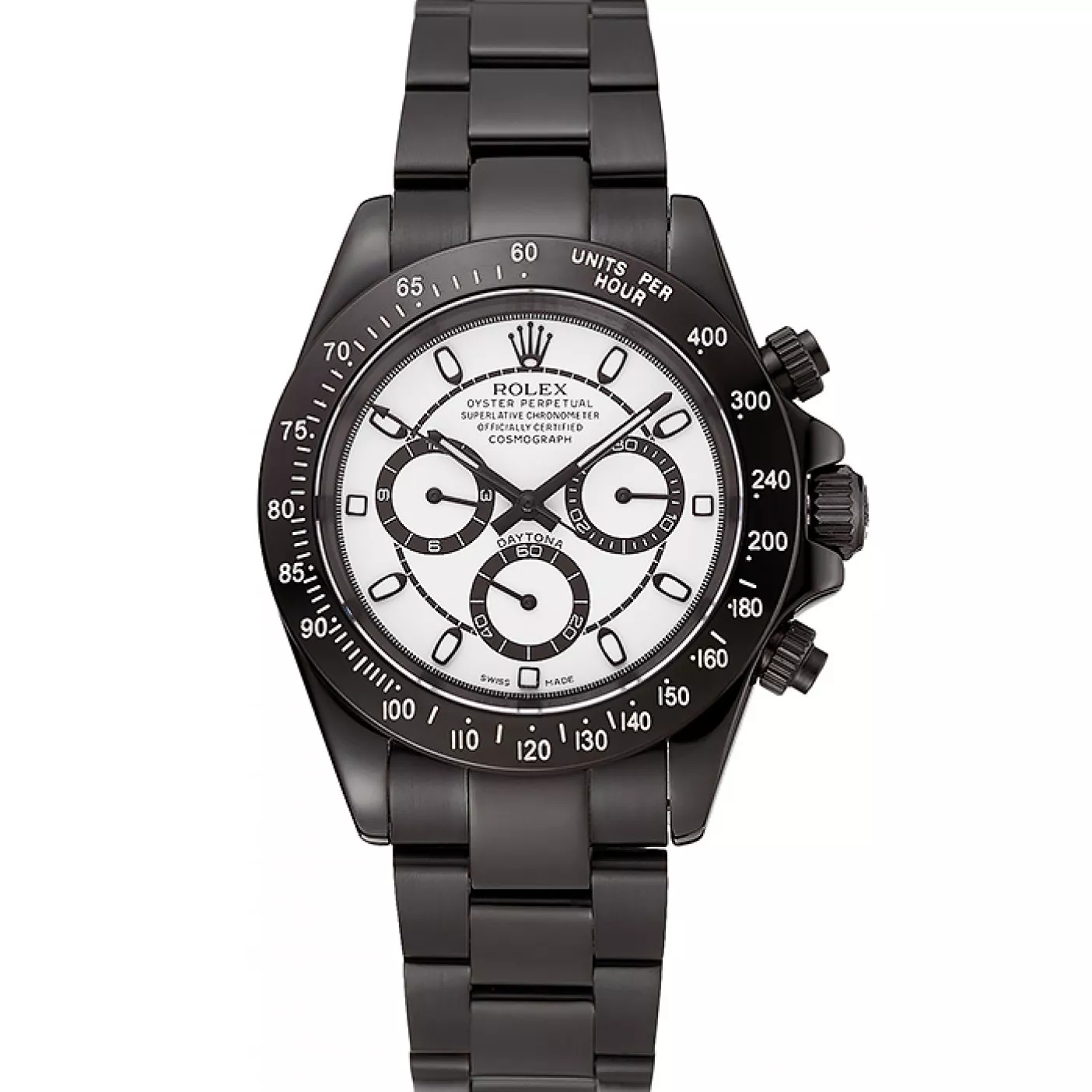 Aaa replica Rolex Daytona Midnight White Dial Black Staineless Steel Bracelet 1454021 0205