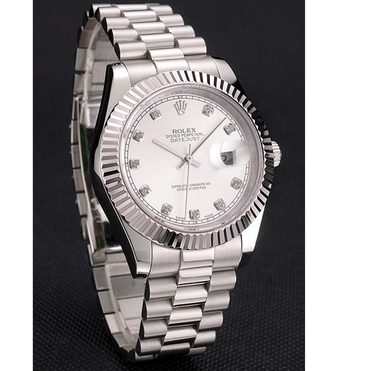 Aaa replica Rolex Dial And Swiss Case Silver Datejust Stainless Bracelet Steel 0213