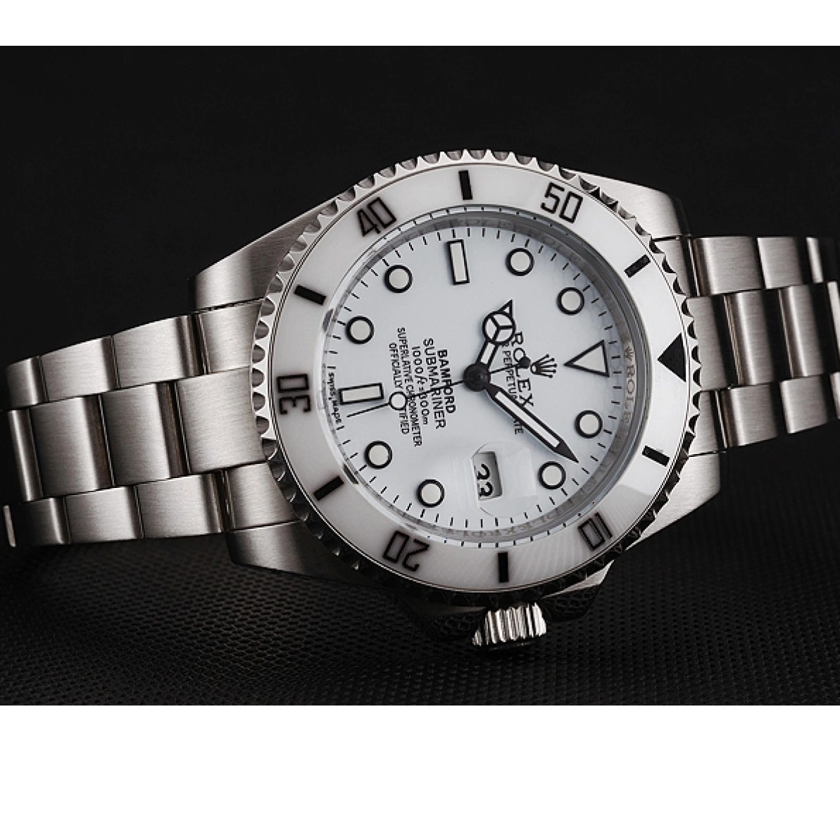 Aaa fake watches Steel White Bracelet Stainless Bamford 1453863 Rolex Submariner Dial 0221