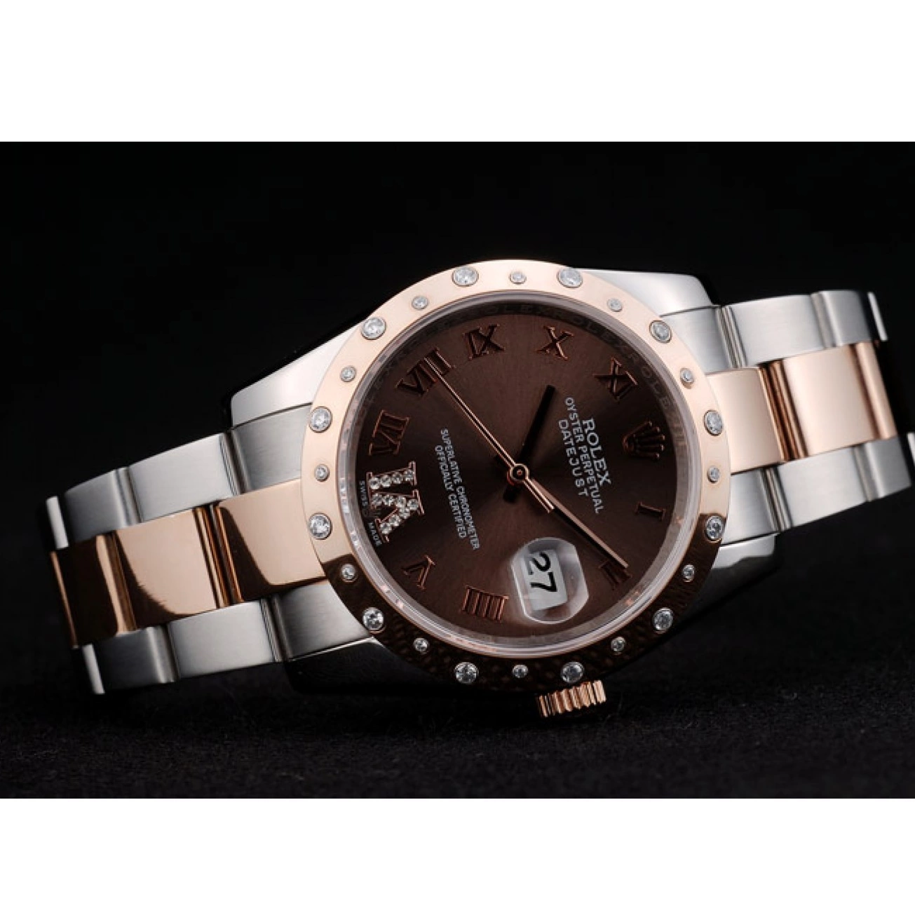 Aaa replica DateJust Brown Diamond Case Steel 41994 Stainless Brushed Plated Dial Rolex 0222