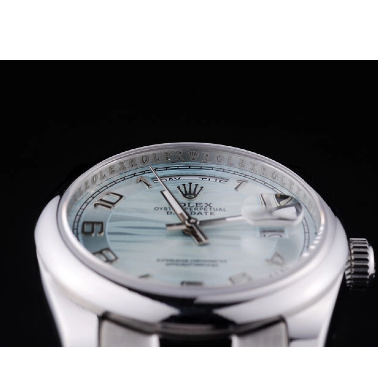 Aaa replica Rolex White Bezel Polished DayDate Dial Silver 7470 0220