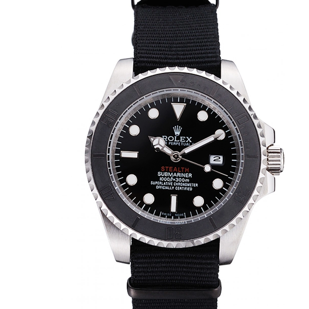 Aaa replica watch IV 621386 MK Fabric Submariner rl424 Rolex Black STEALTH Band 0220