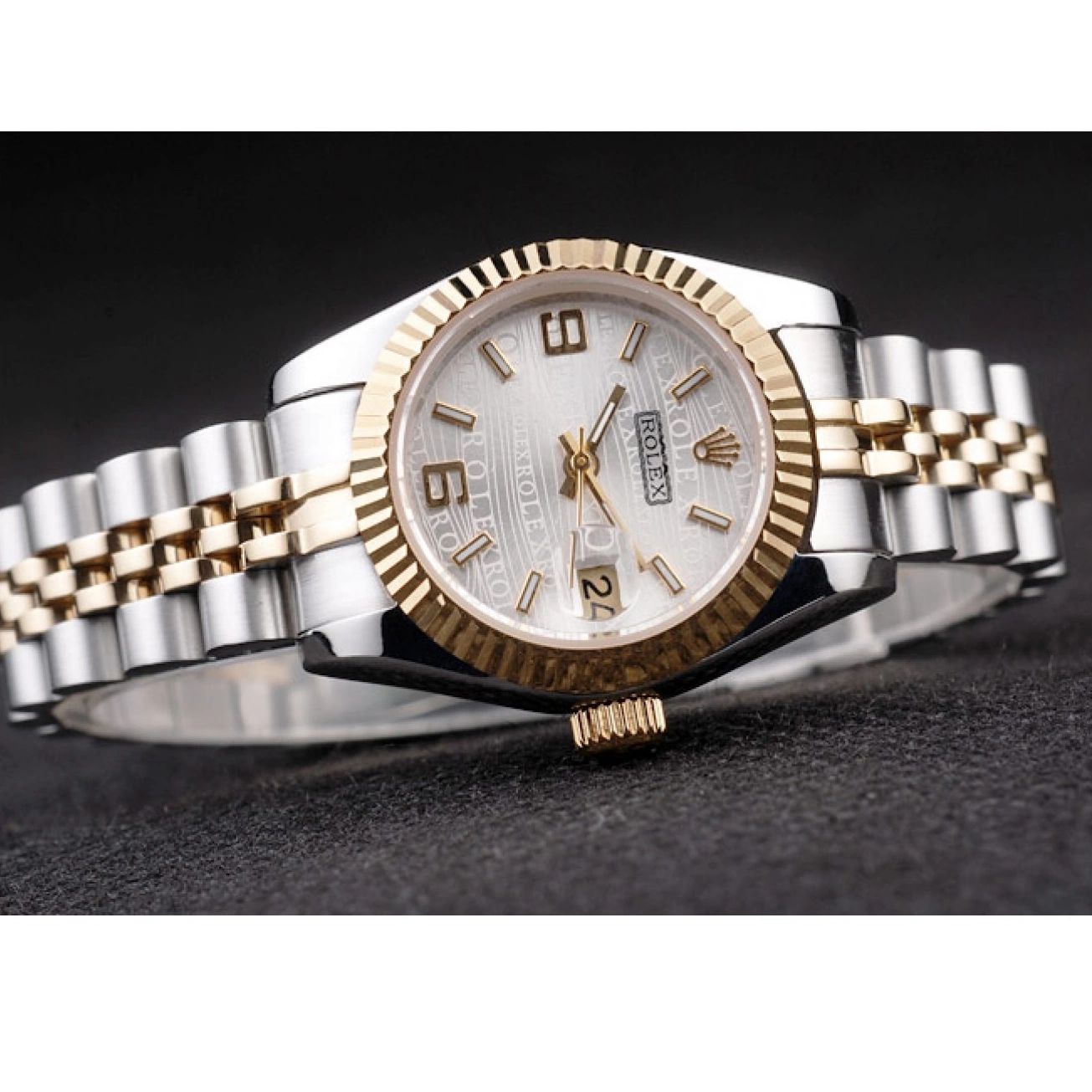 Aaa replica watch Gold Datejust Two Stainless Plated Rolex 98079 Tone Steel Yellow 0224