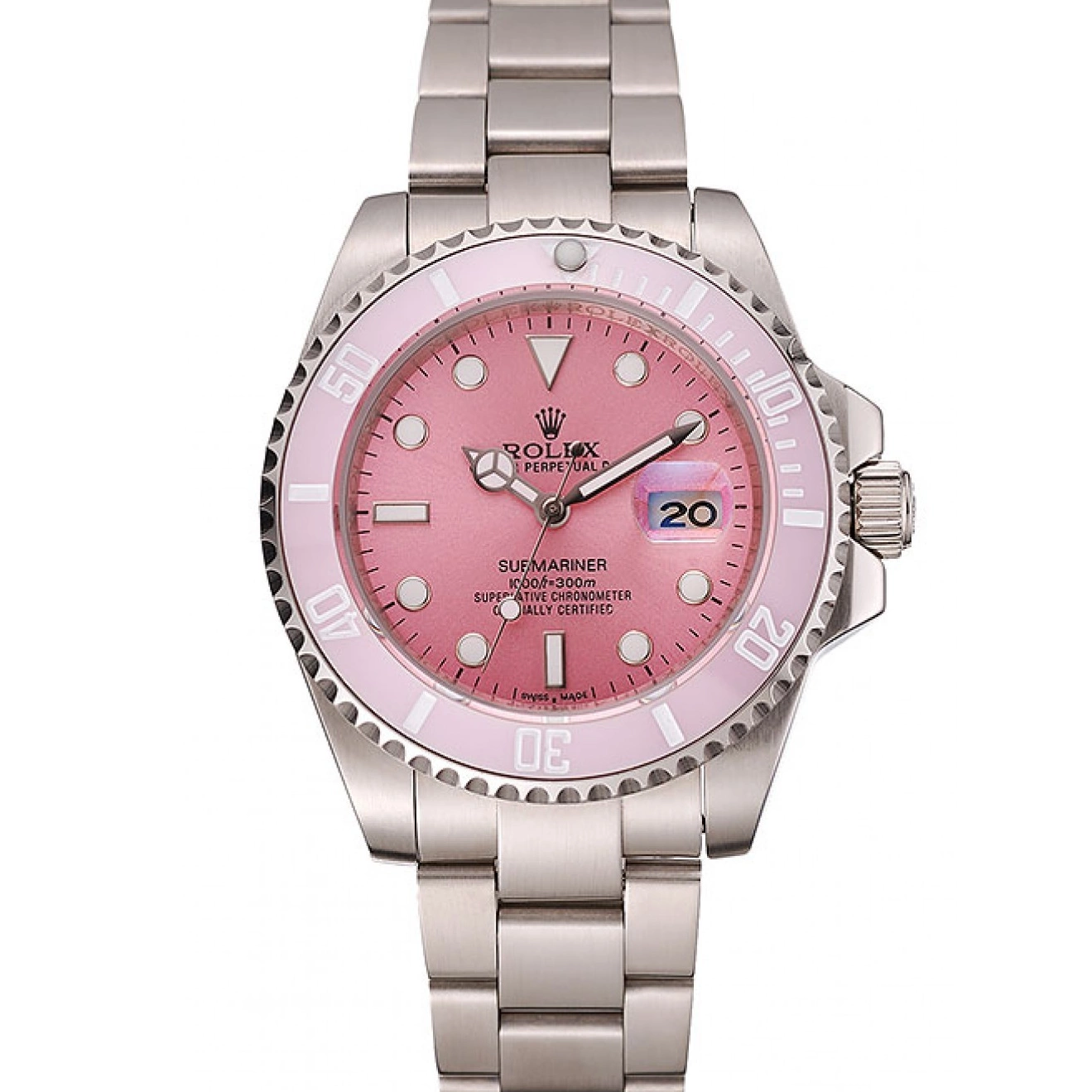 Aaa replica Bracelet Dial Steel 1453980 Rolex Submariner Swiss Pink Stainless Pink Bezel 0214