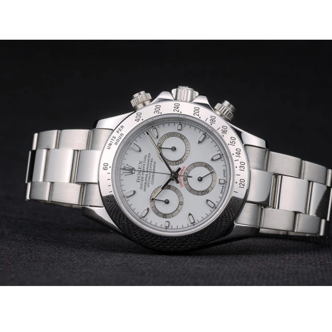 Aaa fake watches 80297 Rolex Stainless Swiss Bracelet White Steel Dial Daytona 0227