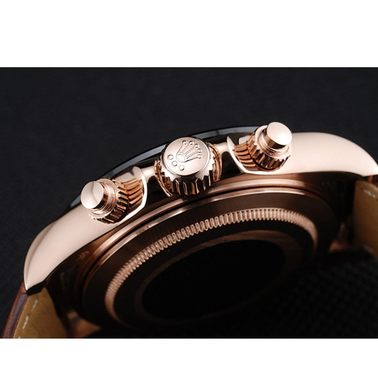 Aaa replica watch Cosmograph Brown 1454243 Bracelet Brown Case Rolex Dial Gold Rose Leather Daytona 0210