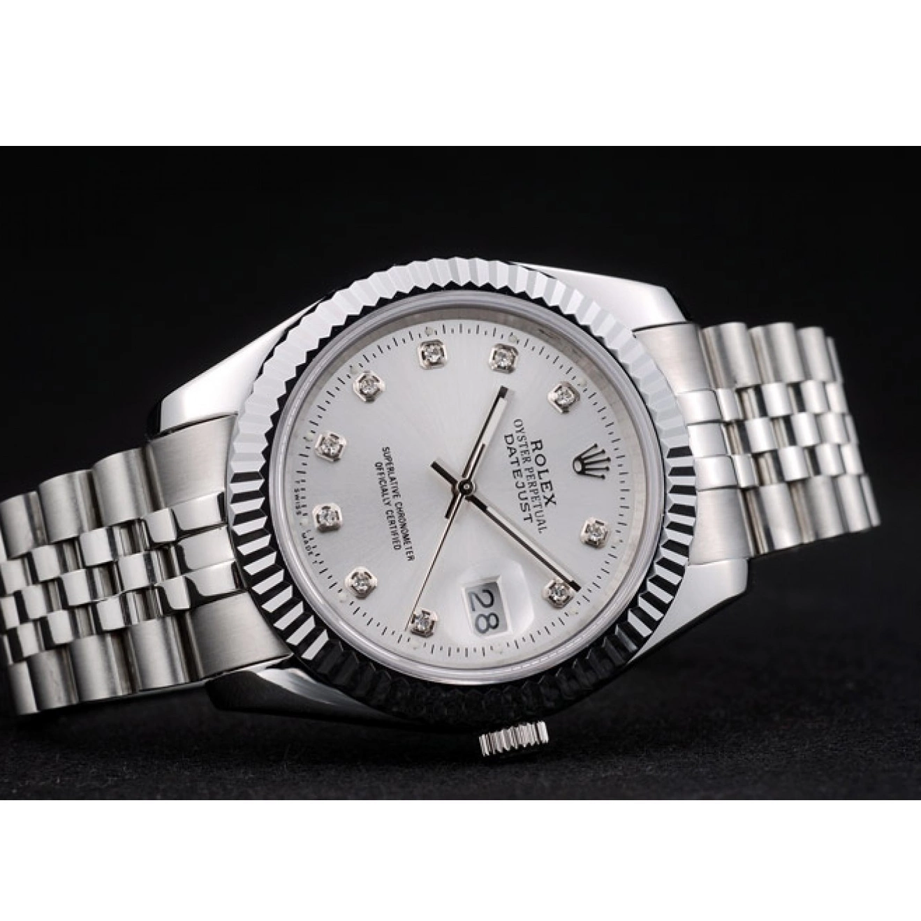 Aaa replica watch Silver Dial Rolex DateJust Bezel 41996 Stainless Swiss Steel Ribbed 0213