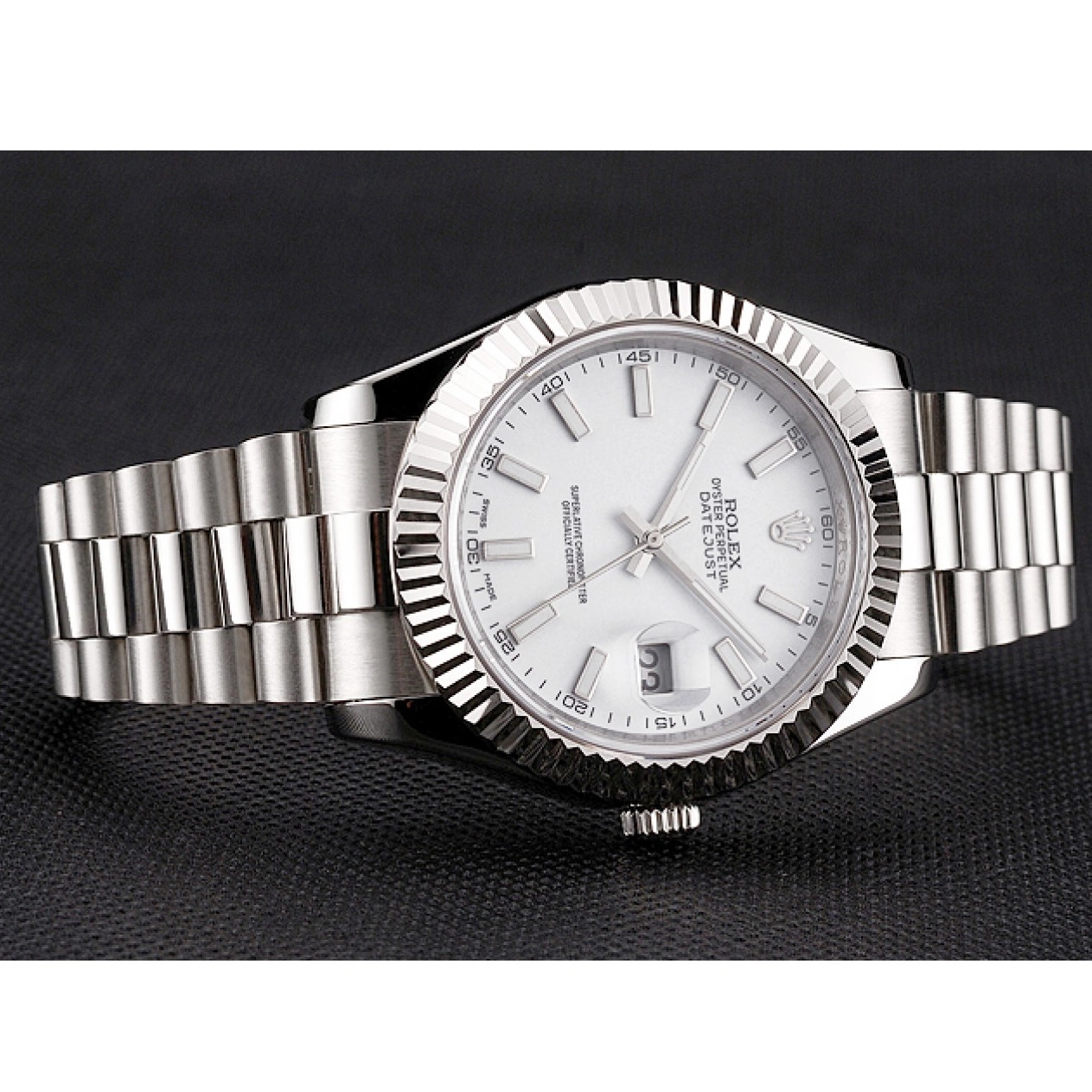 Aaa replica Bracelet Datejust Rolex Swiss Stainless White Dial And Steel Case 0221