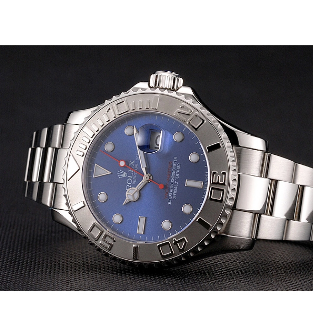 Aaa fake watches Yacht-Master Steel Blue Rolex Stainless And Bracelet Dial Case 0210