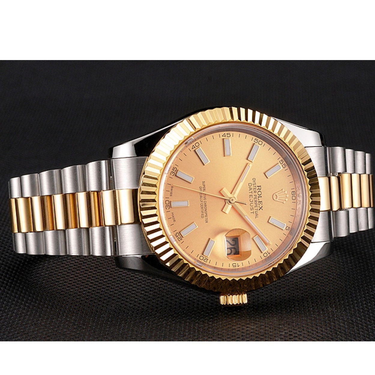 Aaa replica watch Steel Stainless Two Tone Swiss Gold Rolex Datejust Gold Bracelet Bezel Dial Case 0211