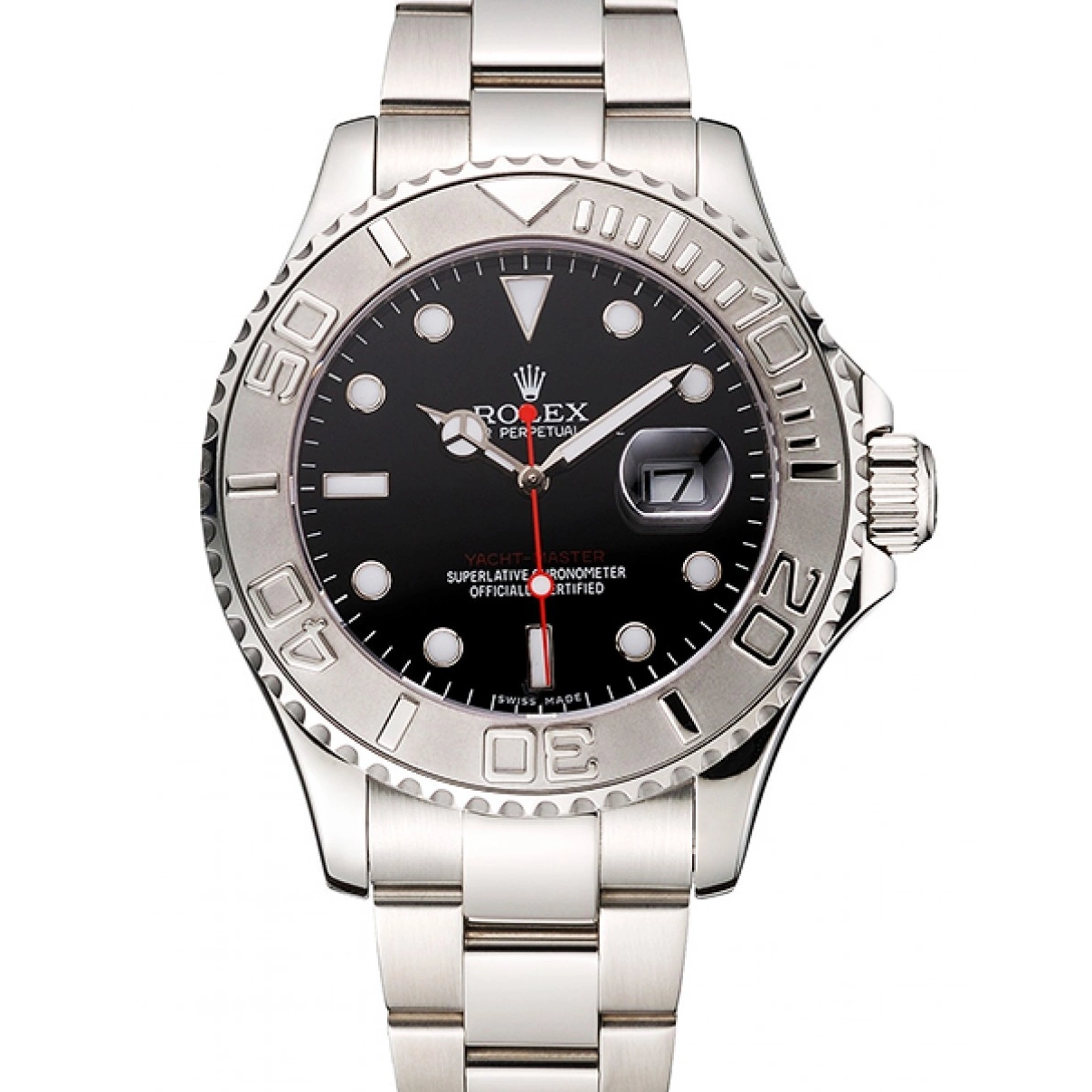 Aaa fake watches Bracelet Stainless Rolex Yacht-Master Black Case And Dial Steel 0223