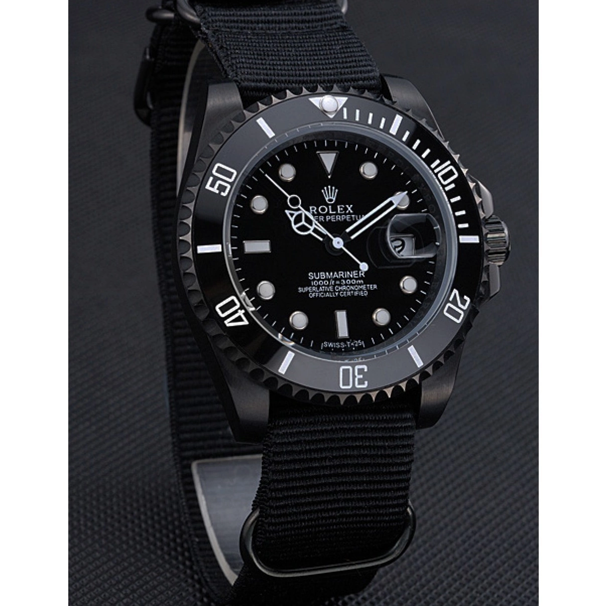 Aaa replica watch Rolex Strap Black Nylon 622006 Submariner 0226