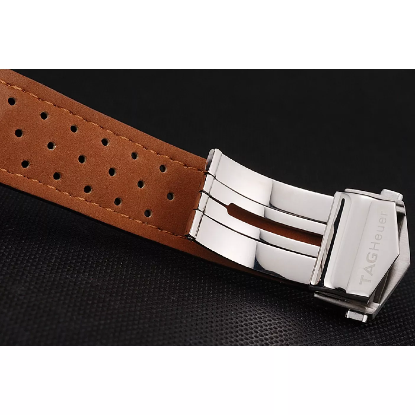 Aaa replica Tag Heuer Carrera SpaceX Silver Bezel with Black Dial and Light Brown Leather Strap tag265 621536 0206