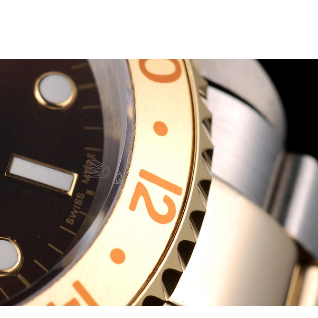 Aaa replica Master Colored Bezel Ceramic II Dial Gold GMT Rolex Watch Brown 0220