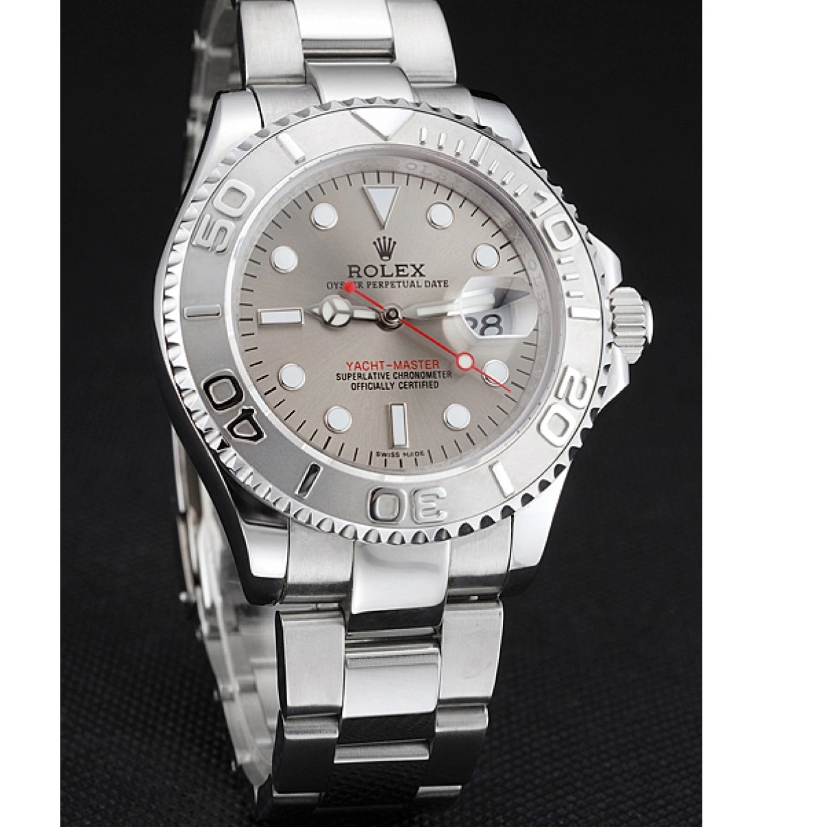 Aaa replica Gray Dial Yacht-Master Bracelet Stainless And Rolex Swiss Steel Case 0225