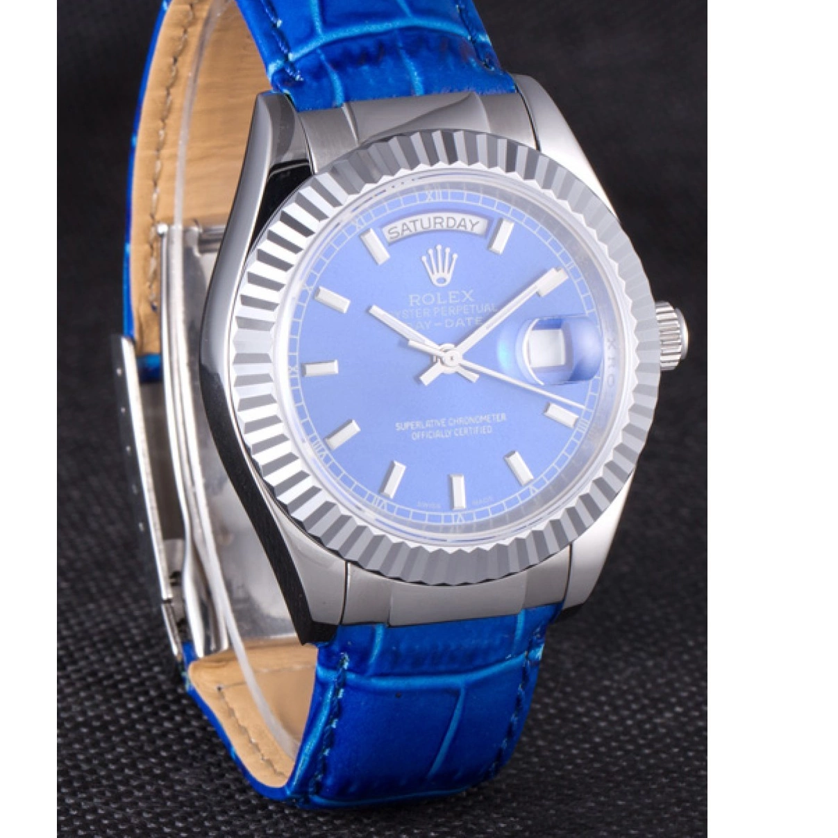 Aaa fake watches 621490 Band Oyster Day-Date Collection Leather Blue Rolex 0215