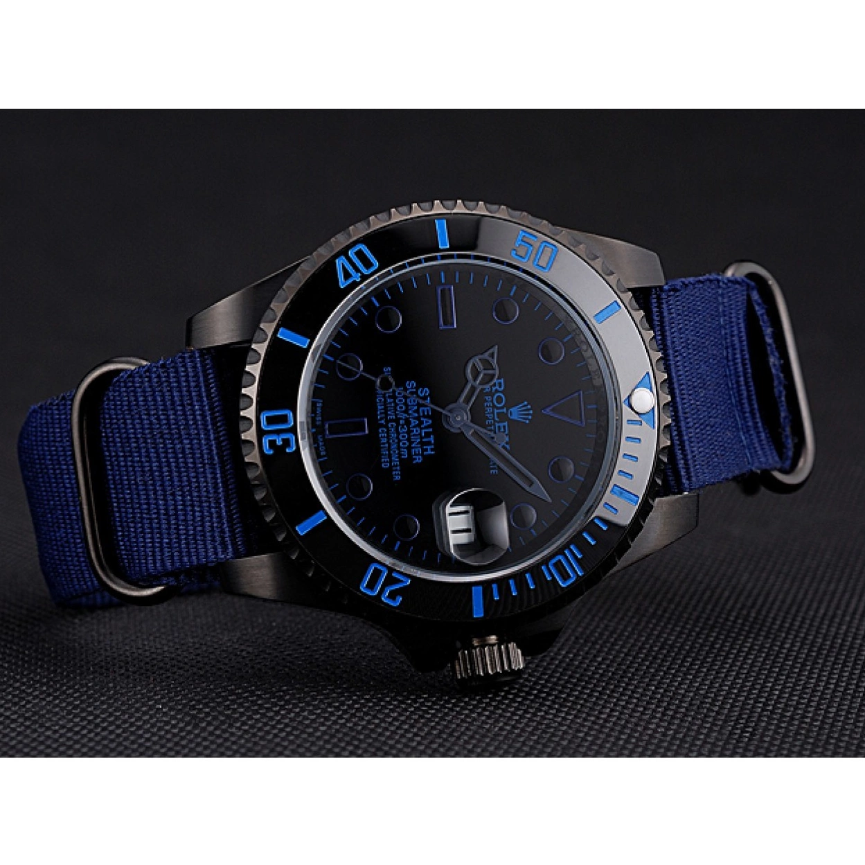 Aaa replica 622008 Rolex Nylon Strap Blue Submariner Stealth 0223