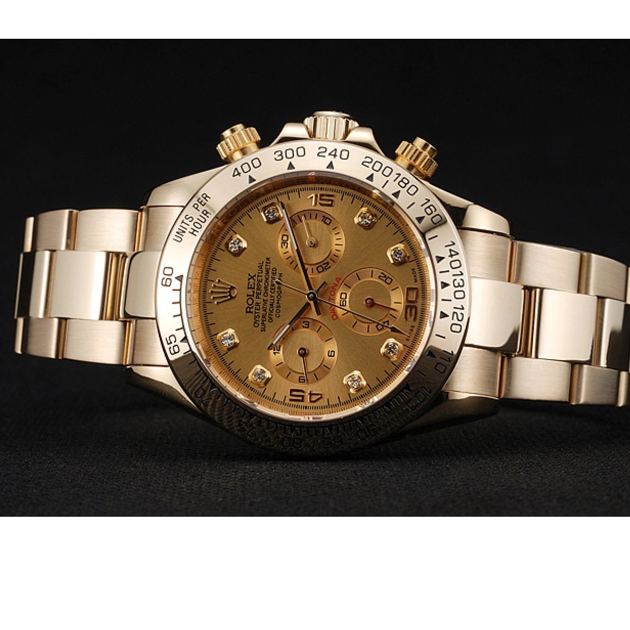 Aaa replica watch Dial Daytona Bracelet Diamond Numerals Brown And Cosmograph Rolex Gold Case 1454245 0218