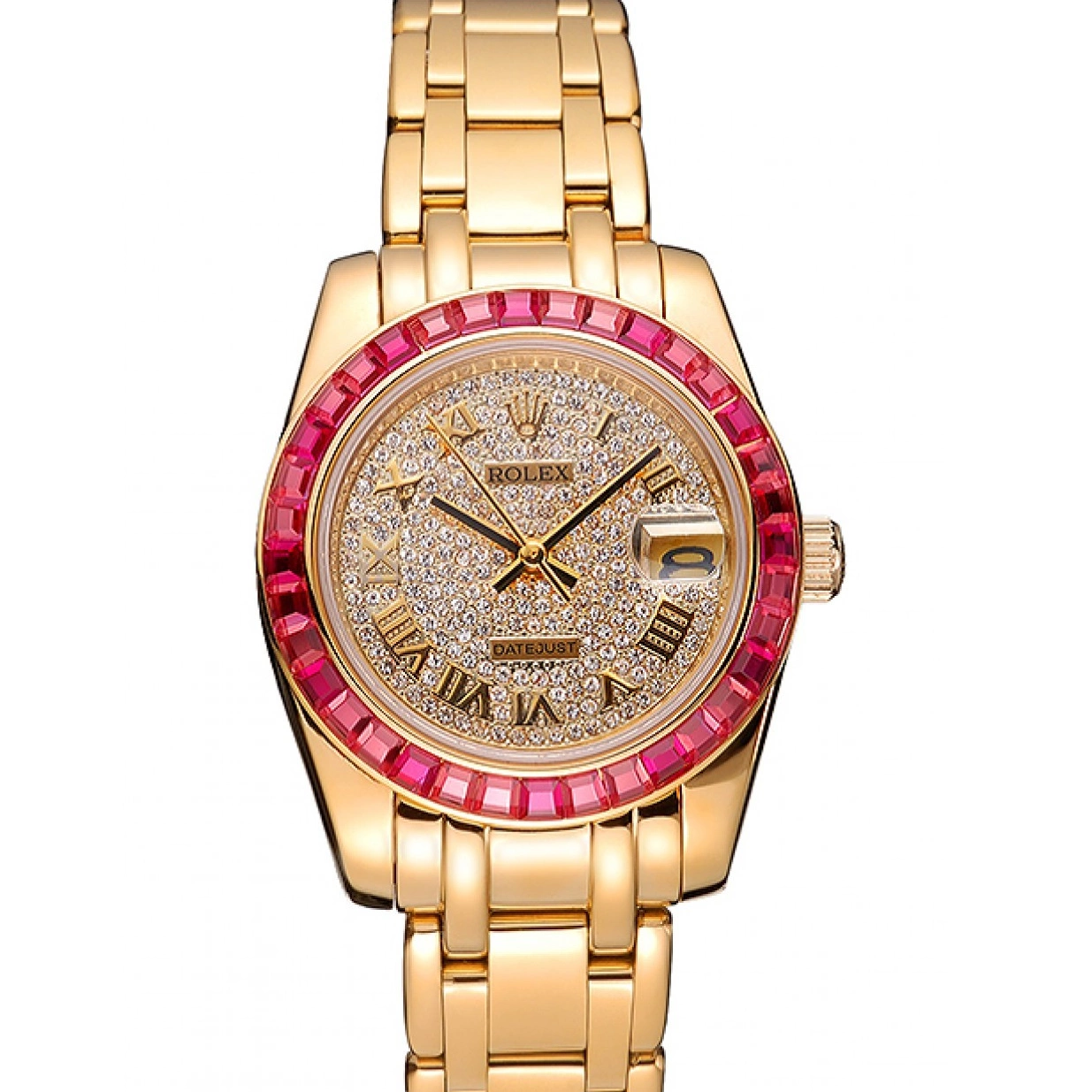 Aaa fake watches Pink Diamond Gold Datejust Dial And 622835 Bracelet Jewels Bezel Case Rolex 0221