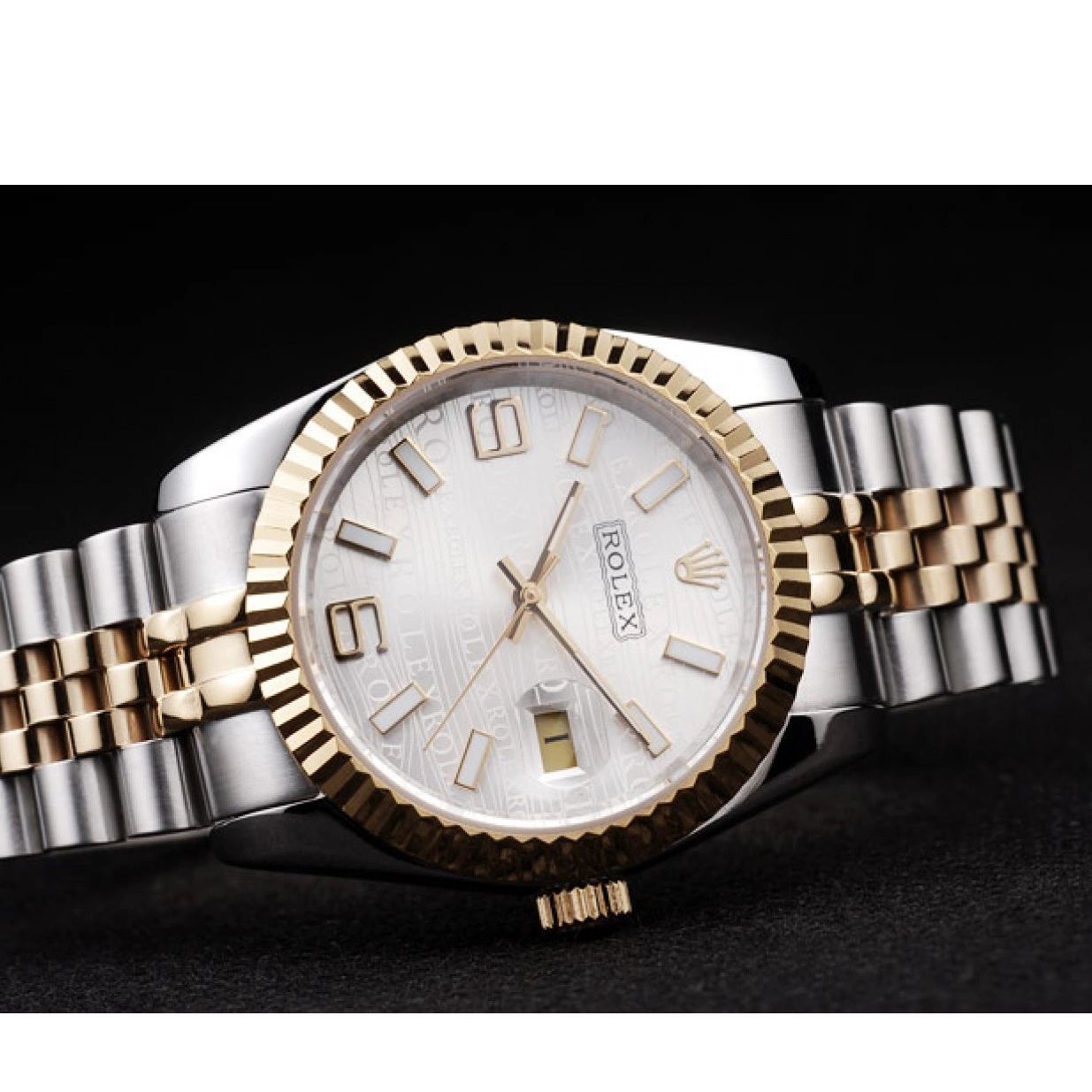 Aaa replica watch 98084 Two Gold Stainless Silver DateJust Plated Steel 18k Dial Rolex Tone 0220