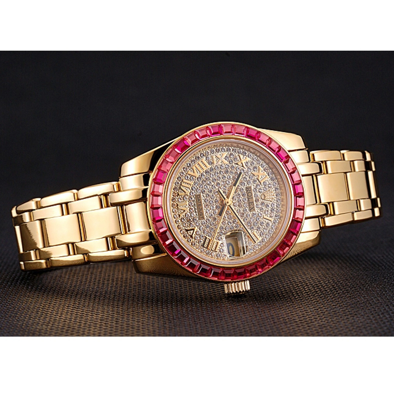 Aaa fake watches Pink Diamond Gold Datejust Dial And 622835 Bracelet Jewels Bezel Case Rolex 0221