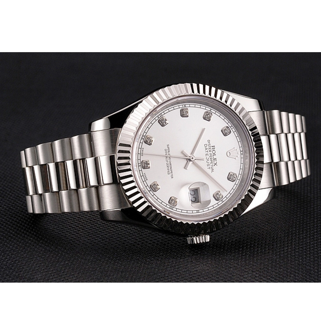 Aaa replica Rolex Dial And Swiss Case Silver Datejust Stainless Bracelet Steel 0213