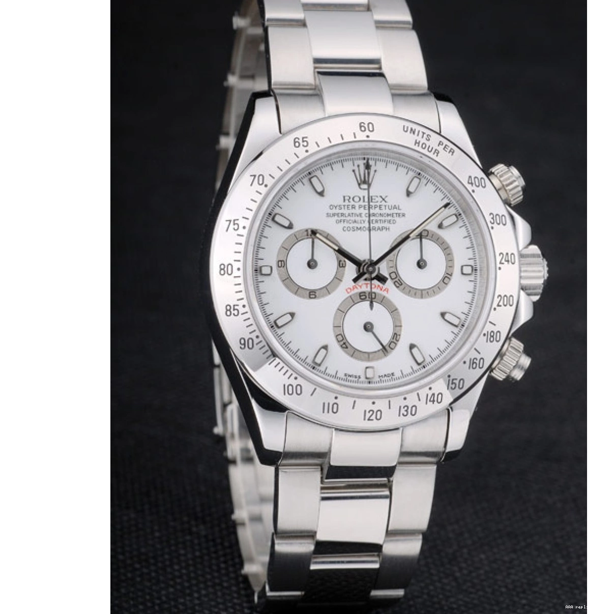 Aaa replica watch Dial Swiss Rolex White Stainless Steel Daytona 80297 Bracelet 0225