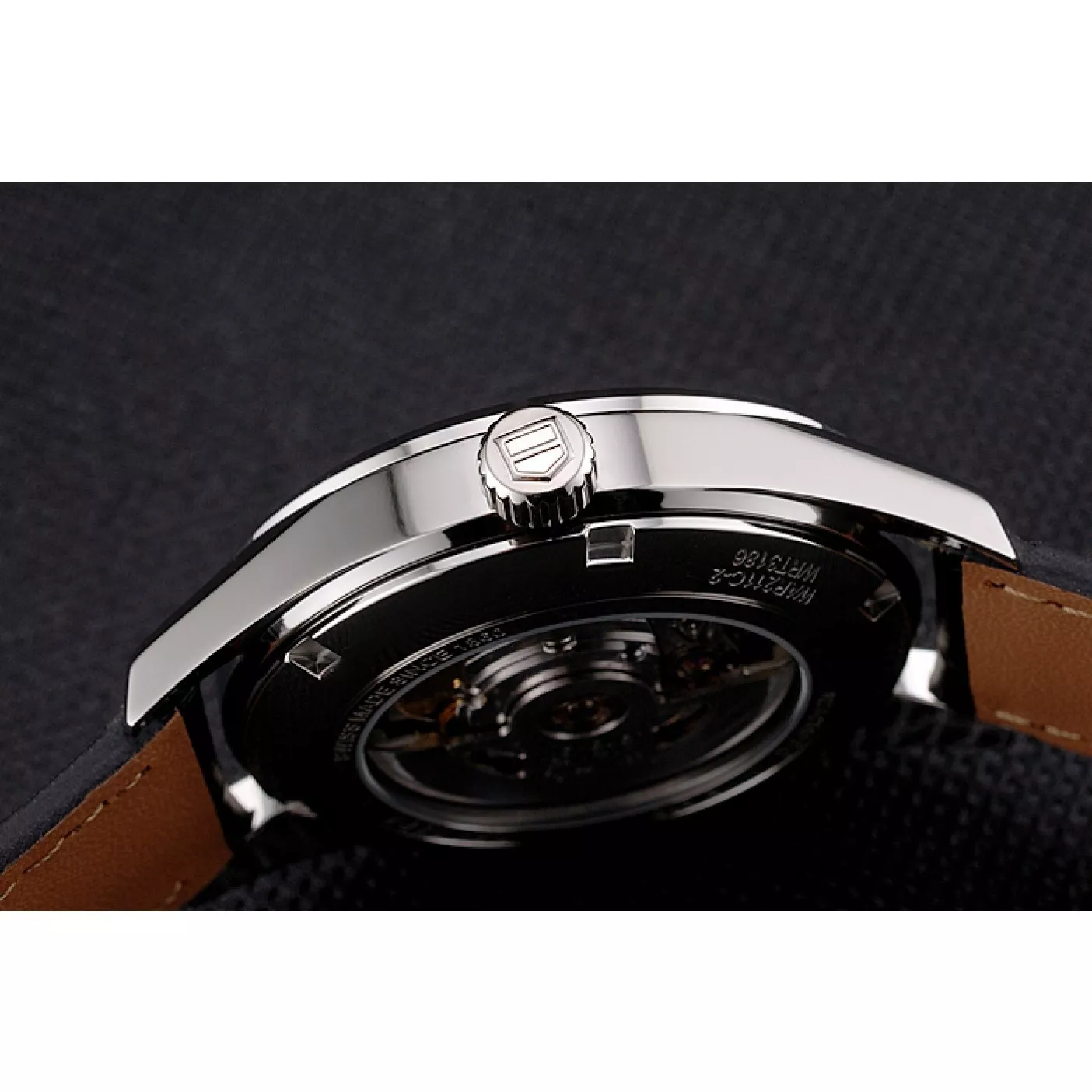 Aaa replica watch Swiss Tag Heuer Carrera Calibre 5 Black Dial Stainless Steel Case Black Leather Strap 0203