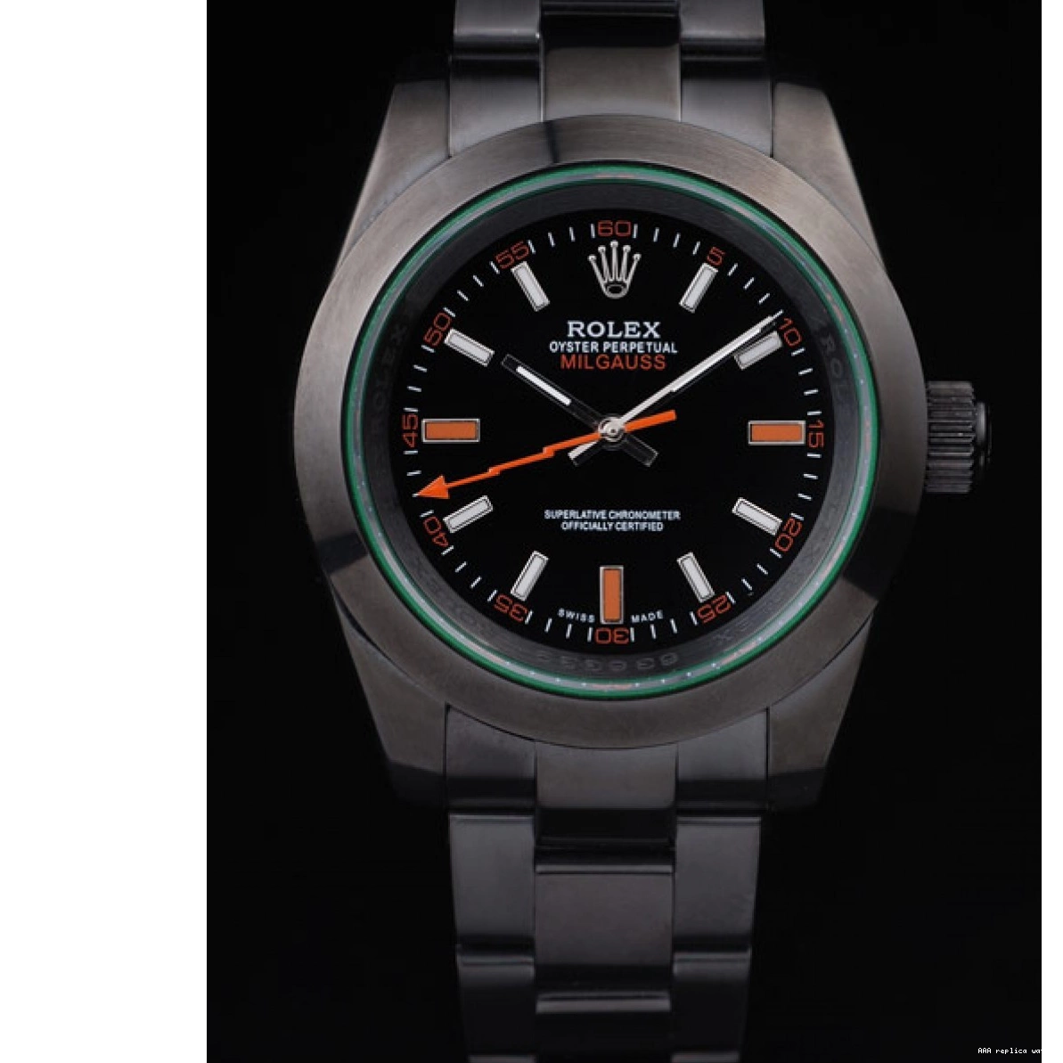 Aaa replica watch Saphire Milgauss Tinted Pro-Hunter Green Dial Black Rolex 0217