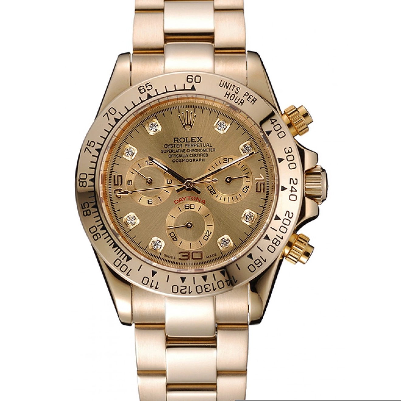 Aaa replica Dial Case Rolex Brown Diamond And 1454245 Gold Daytona Cosmograph Numerals Bracelet 0222