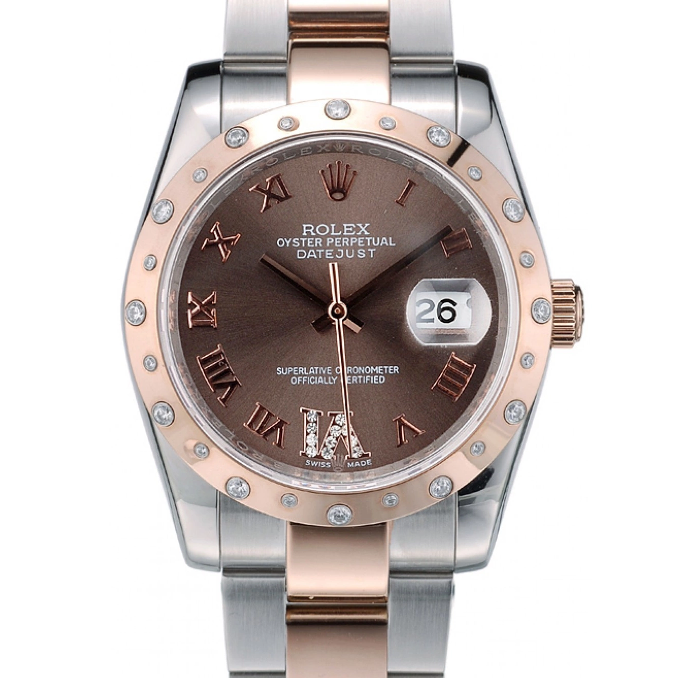 Aaa replica DateJust Brown Diamond Case Steel 41994 Stainless Brushed Plated Dial Rolex 0222