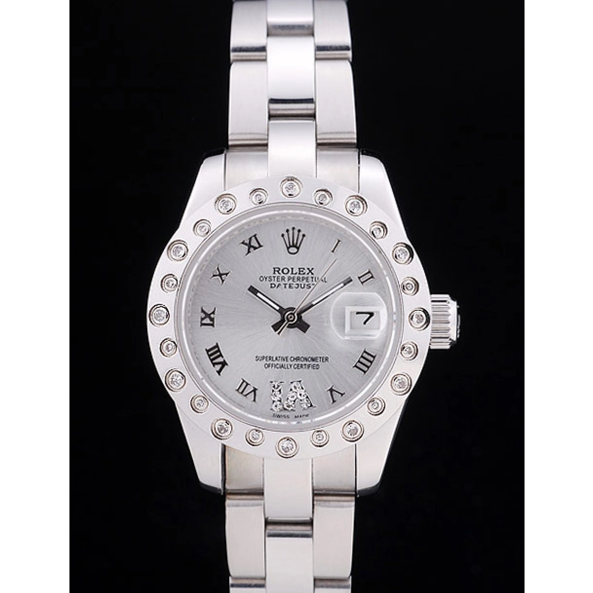 Aaa replica watch Datejust Polished 7474 Silver Silver Diamonds Dial Bezel Rolex 0220