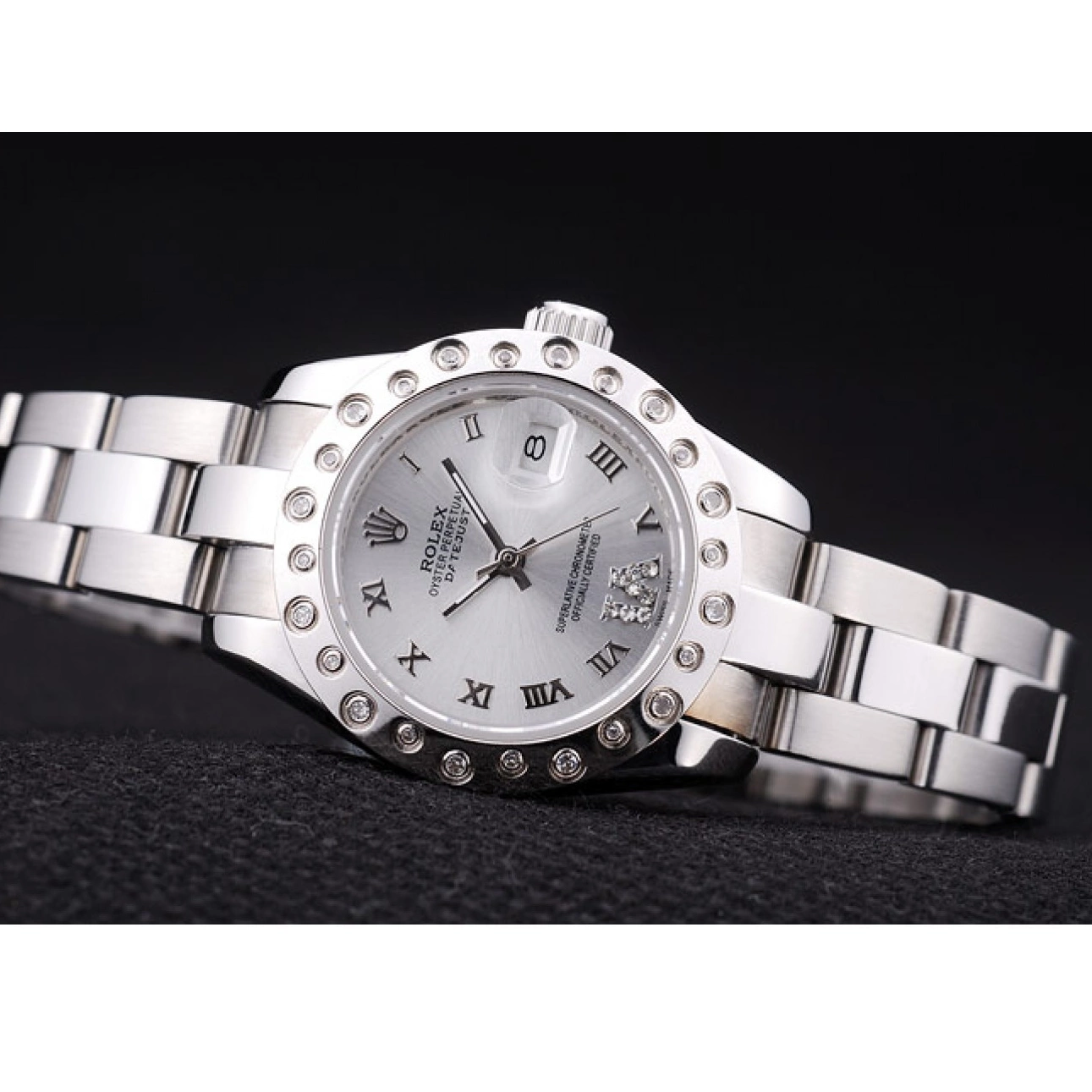 Aaa replica watch Datejust Polished 7474 Silver Silver Diamonds Dial Bezel Rolex 0220