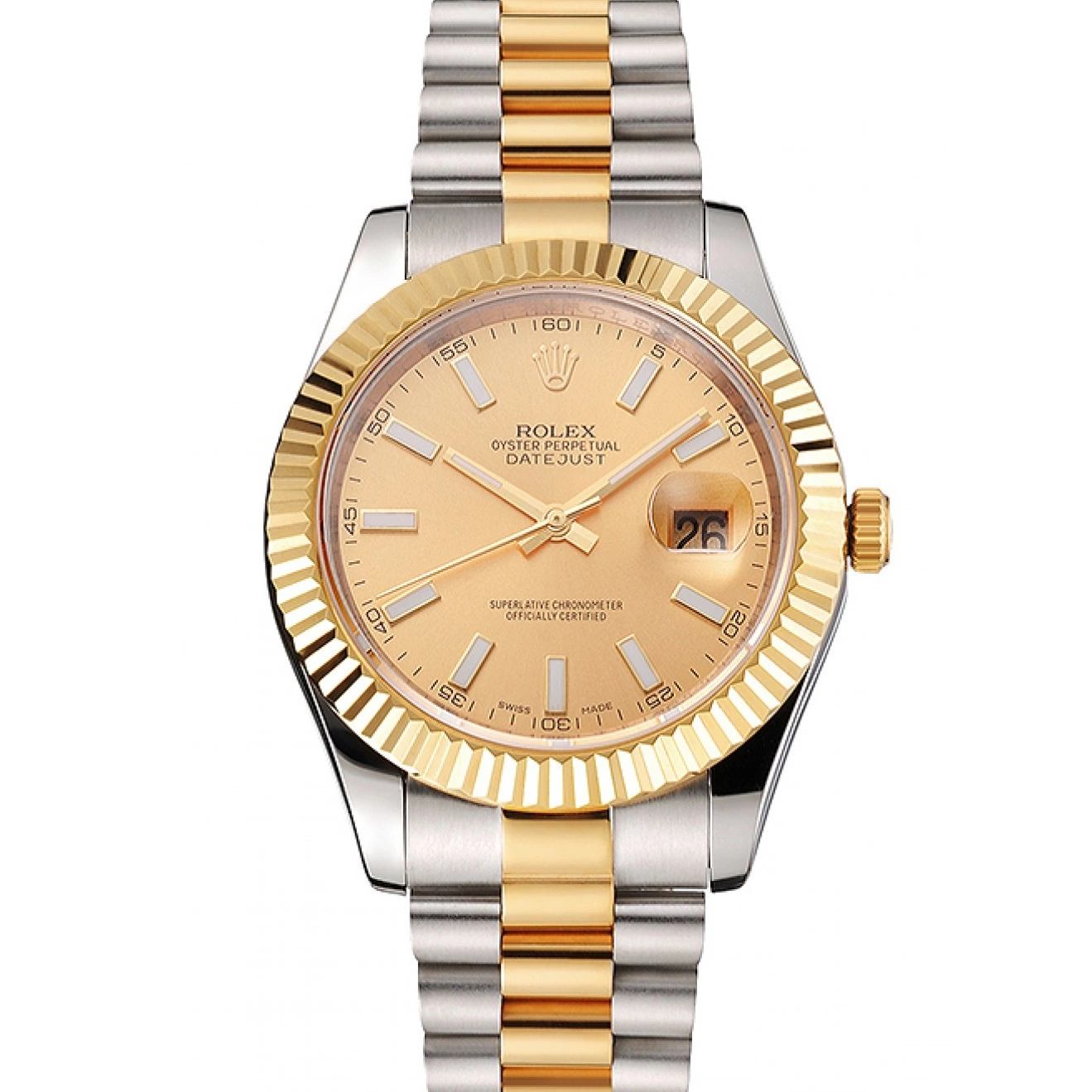 Aaa replica watch Steel Stainless Two Tone Swiss Gold Rolex Datejust Gold Bracelet Bezel Dial Case 0211