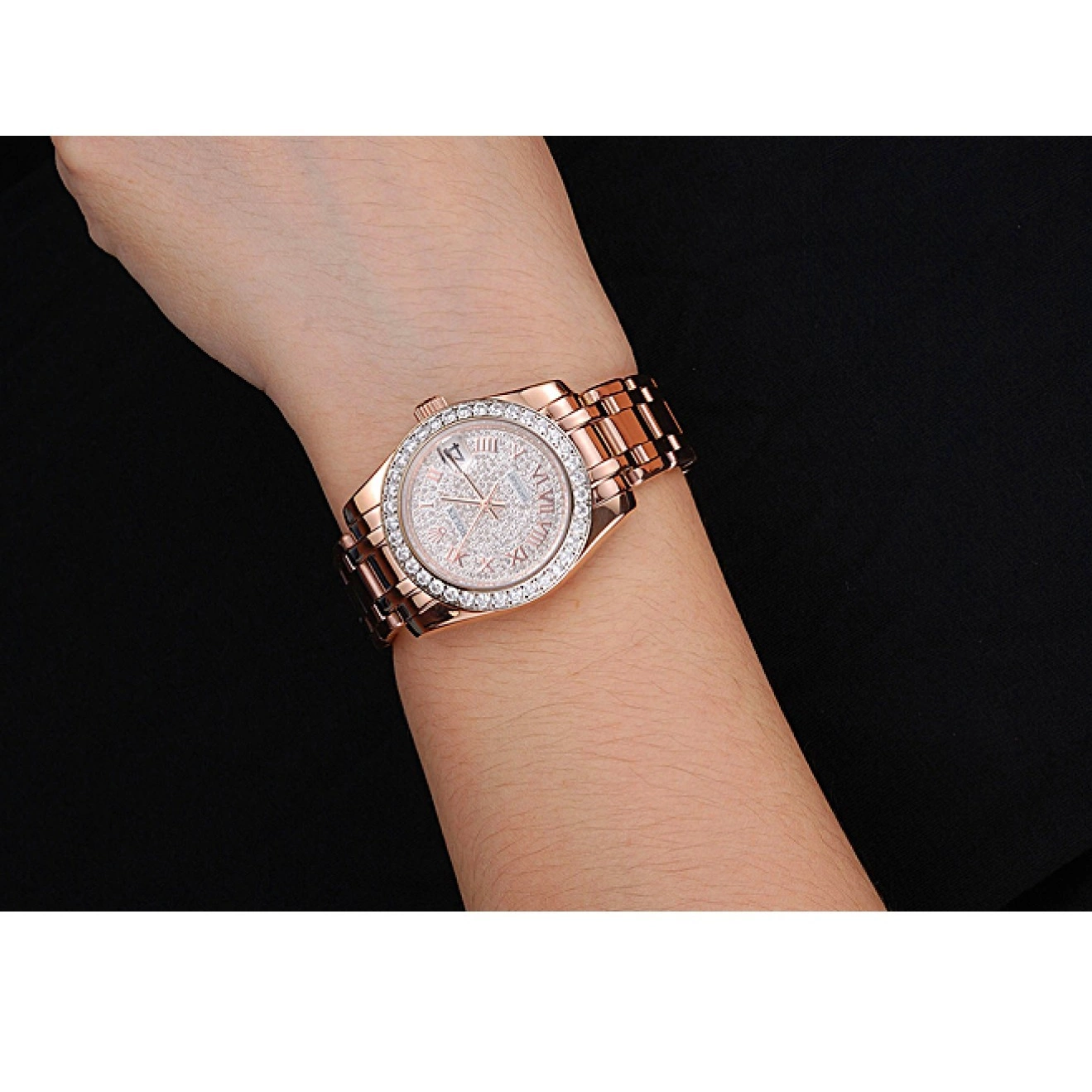 Aaa replica Diamond Rolex And Bracelet Datejust Pink Gold 622836 Case Dial And Bezel 0224