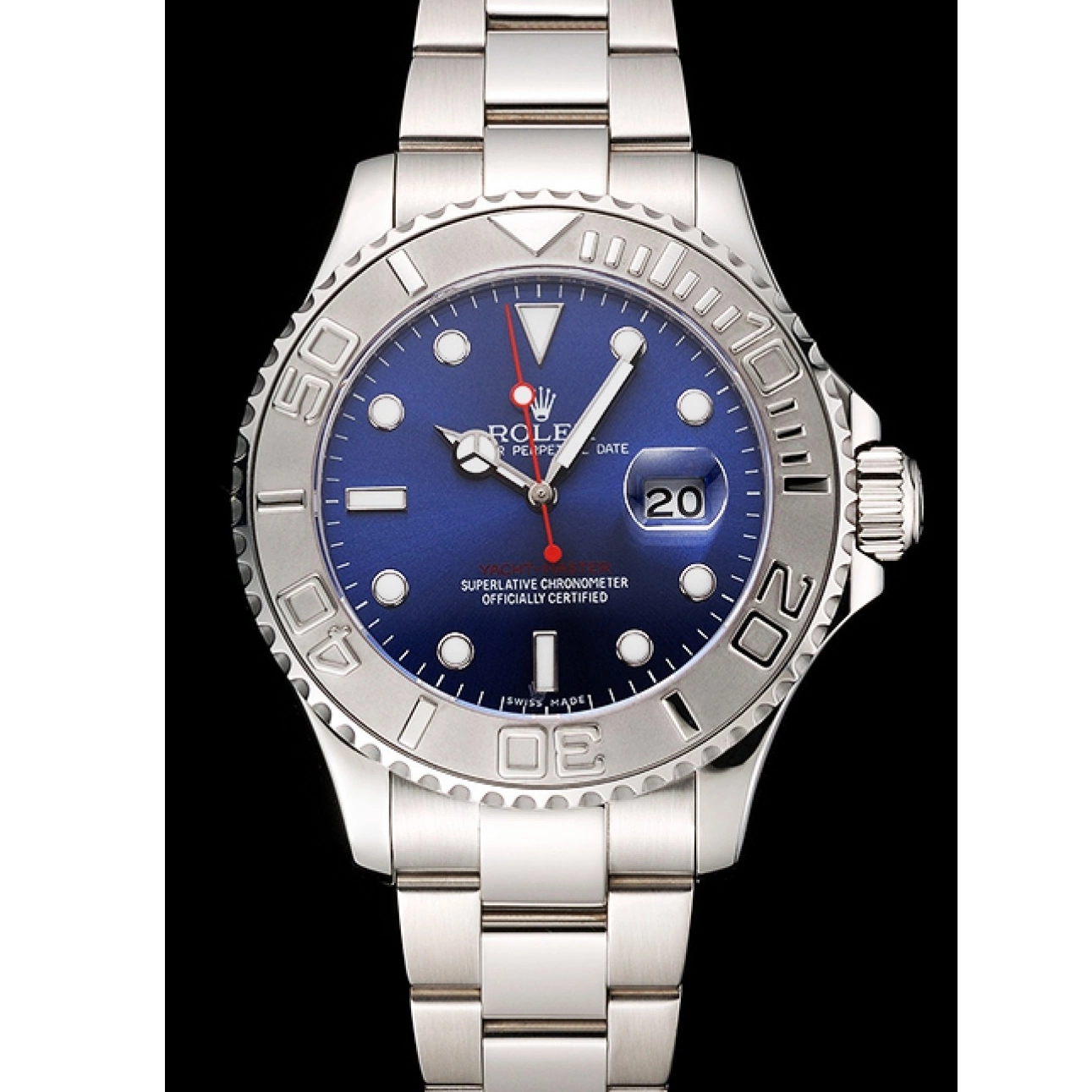 Aaa fake watches Yacht-Master Steel Blue Rolex Stainless And Bracelet Dial Case 0210