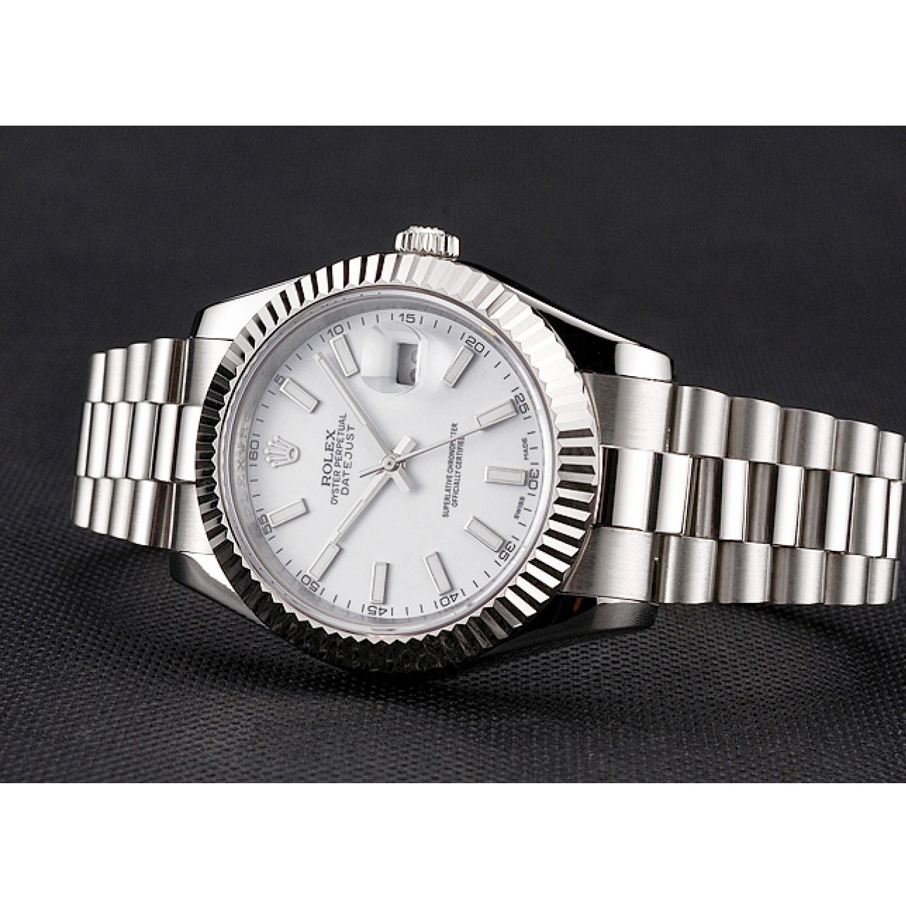 Aaa replica Bracelet Datejust Rolex Swiss Stainless White Dial And Steel Case 0221