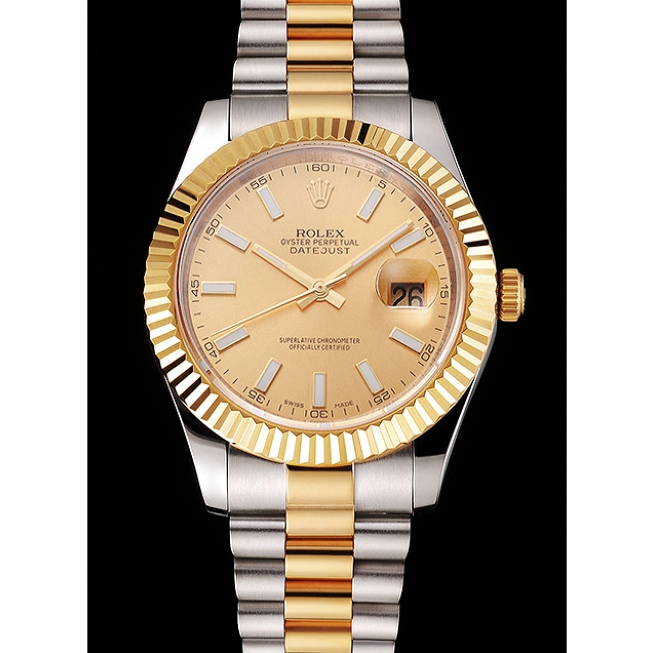 Aaa replica watch Steel Stainless Two Tone Swiss Gold Rolex Datejust Gold Bracelet Bezel Dial Case 0211