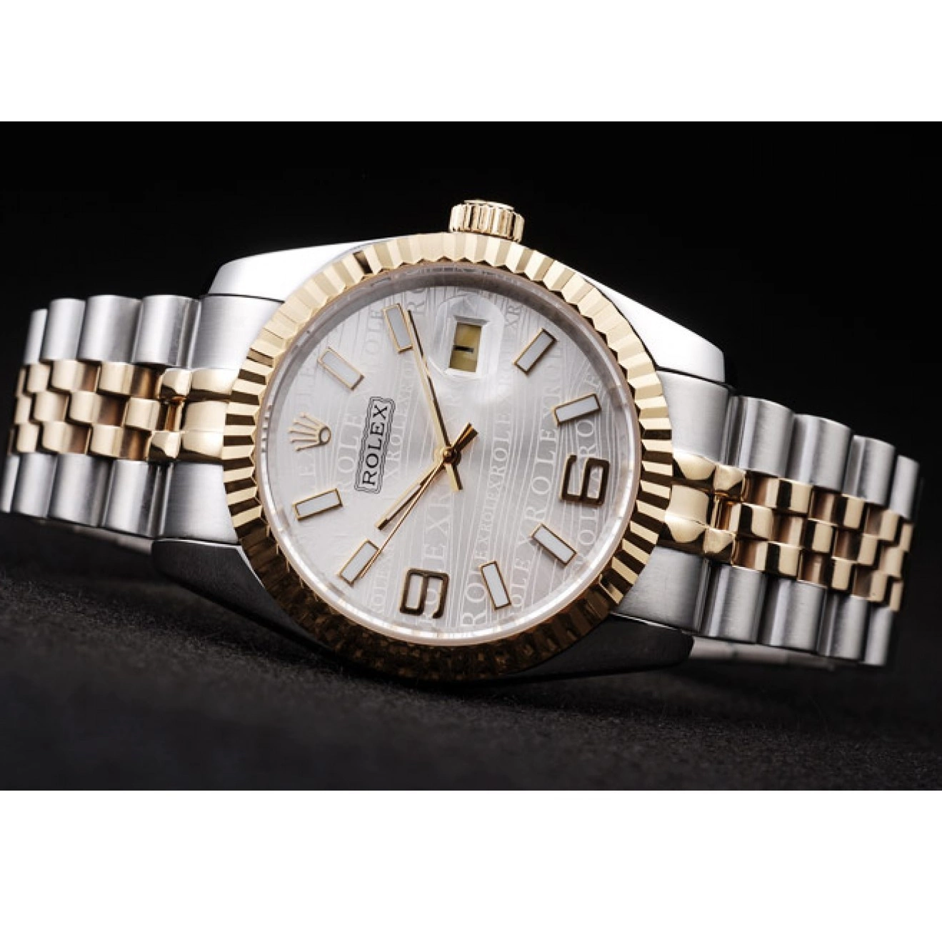 Aaa replica watch 98084 Two Gold Stainless Silver DateJust Plated Steel 18k Dial Rolex Tone 0220