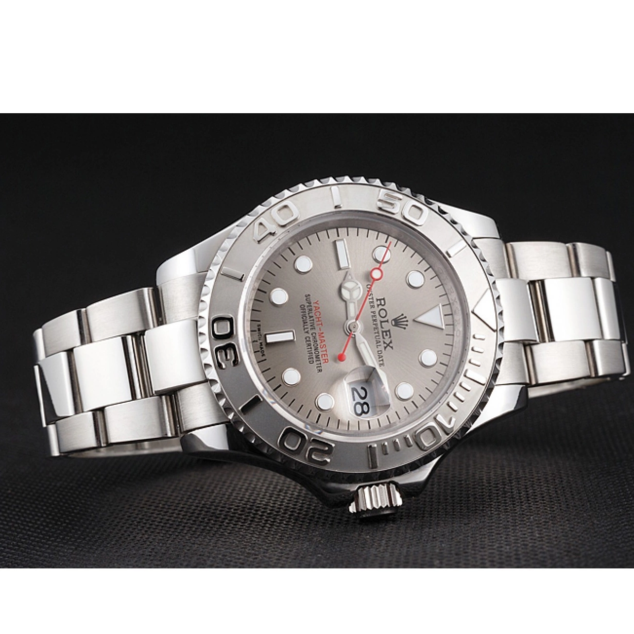 Aaa replica Gray Dial Yacht-Master Bracelet Stainless And Rolex Swiss Steel Case 0225