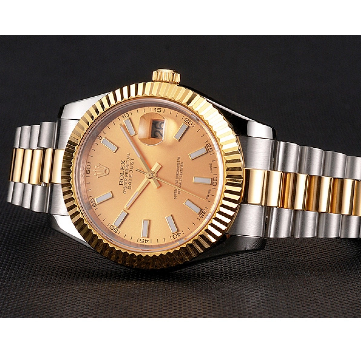 Aaa replica watch Steel Stainless Two Tone Swiss Gold Rolex Datejust Gold Bracelet Bezel Dial Case 0211