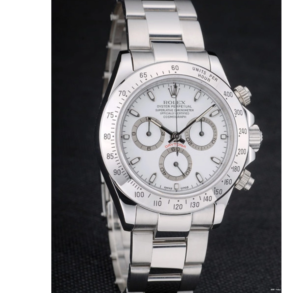 Aaa fake watches 80297 Rolex Stainless Swiss Bracelet White Steel Dial Daytona 0227