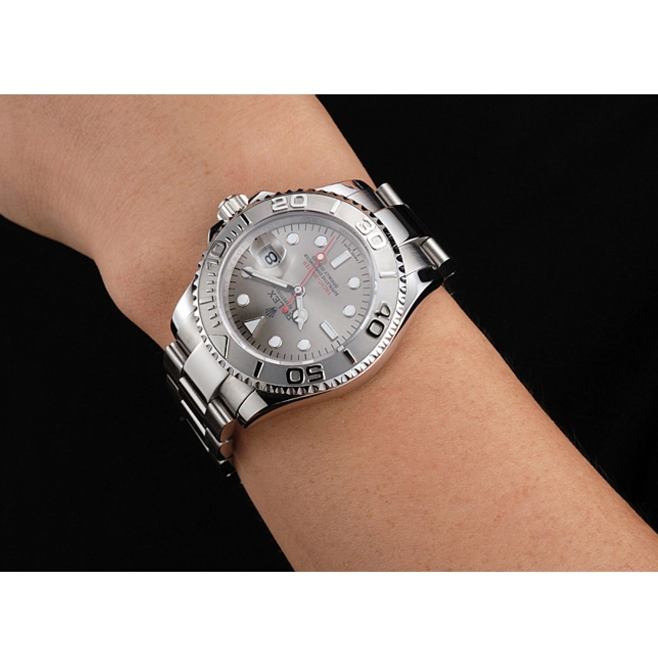 Aaa replica Gray Dial Yacht-Master Bracelet Stainless And Rolex Swiss Steel Case 0225