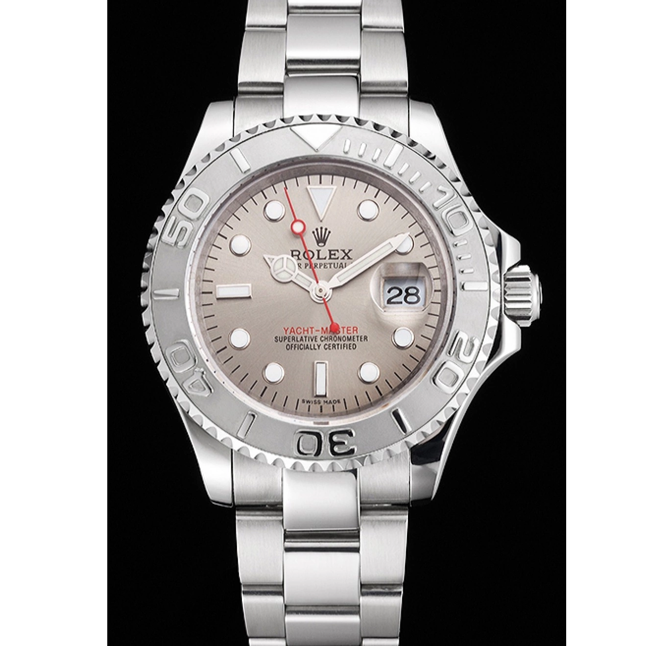 Aaa replica Gray Dial Yacht-Master Bracelet Stainless And Rolex Swiss Steel Case 0225