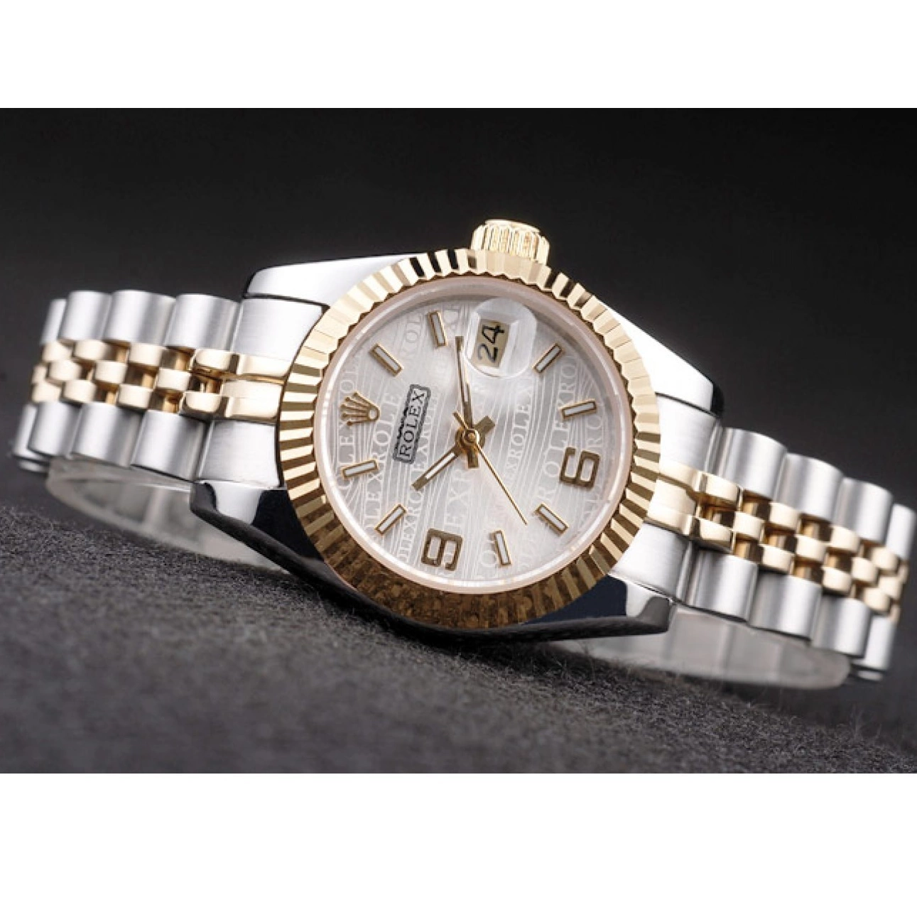 Aaa replica watch Gold Datejust Two Stainless Plated Rolex 98079 Tone Steel Yellow 0224