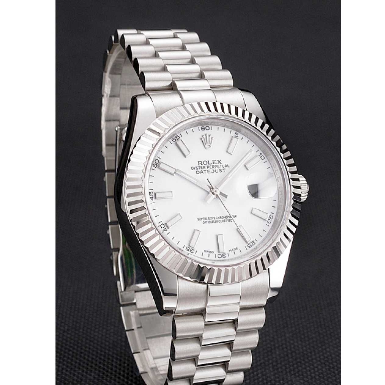 Aaa replica Bracelet Datejust Rolex Swiss Stainless White Dial And Steel Case 0221