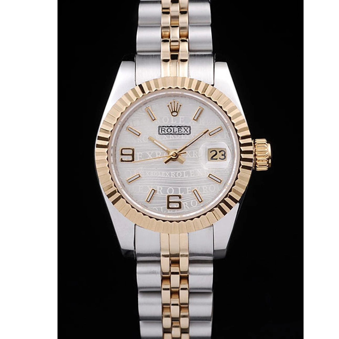 Aaa replica watch Gold Datejust Two Stainless Plated Rolex 98079 Tone Steel Yellow 0224