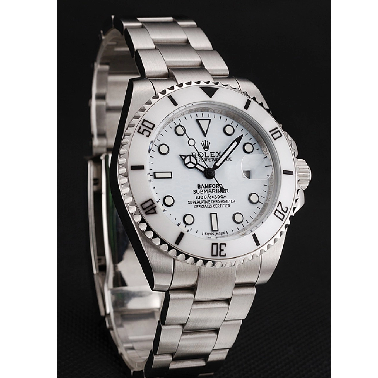 Aaa fake watches Steel White Bracelet Stainless Bamford 1453863 Rolex Submariner Dial 0221