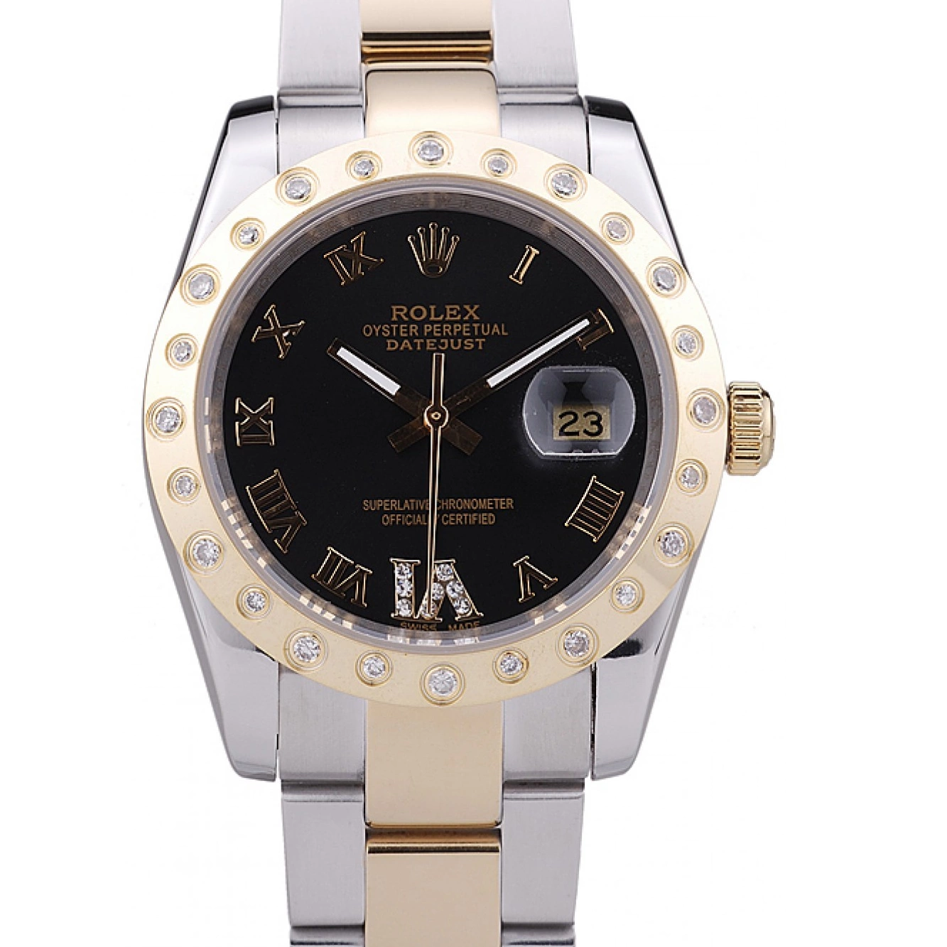 Aaa fake watches Datejust Bezel Black Rolex Diamond 7463 Dial 0224